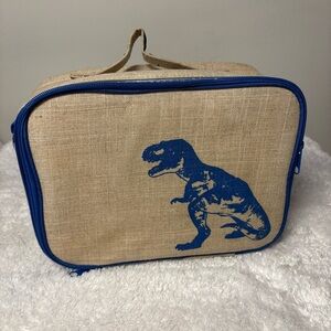 SoYoung Insulated Linen Blend Blue Dinosaur Soft Lunch Box / Bag * No Long Strap